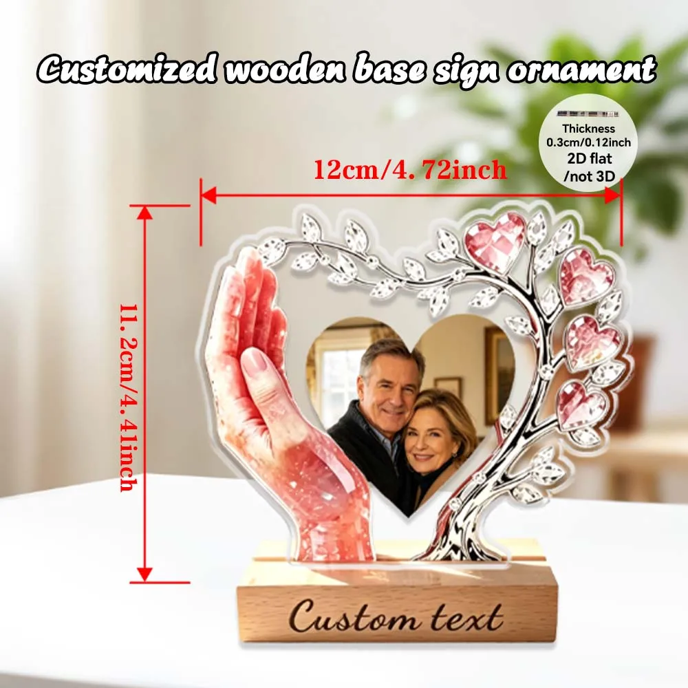 Customized Photo Crystal Tree Love Acrylic Ornament, Father's Day, Mother's Day Family Warm Holiday Gratitude Gift Ornament image 2