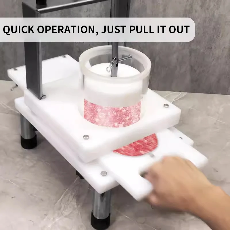 Commercial manual meat patty press machine for restaurants, fast food restaurants, hamburger steaks, pork chops, round meat patt