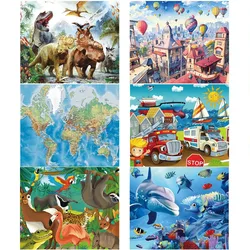35*42cm Adult 300PCS Paper Jigsaw Puzzle Dinosaur Underwater Worlds Hot Air Balloon World Map Coast Port Entertainment Toy