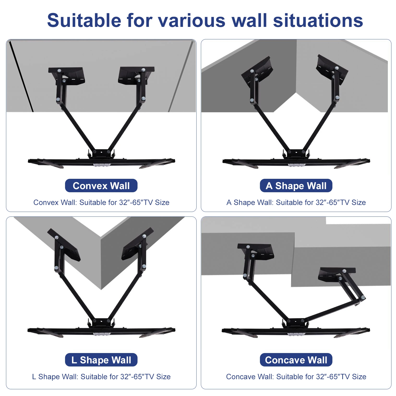 Swivel Tilts Corner TV Wall Mount for 32-65 inch LCD LED Plasma Flat Screen