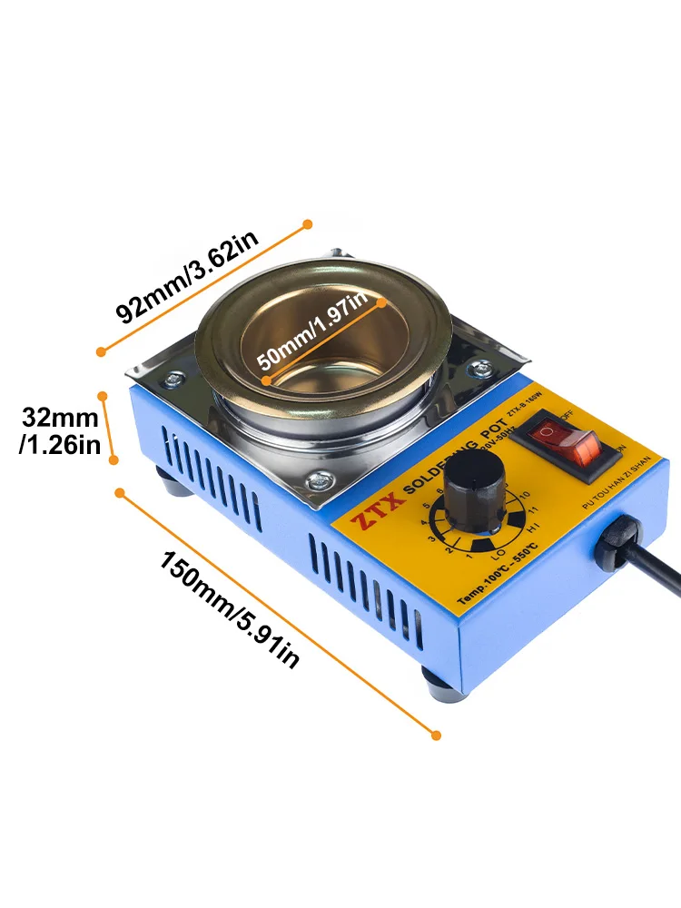 Piec do topienia Narzędzia do garnka Wtyczka EU 220V 150/160W Regulowana temperatura Garnek do topienia cyny Średnica wewnętrzna 50mm