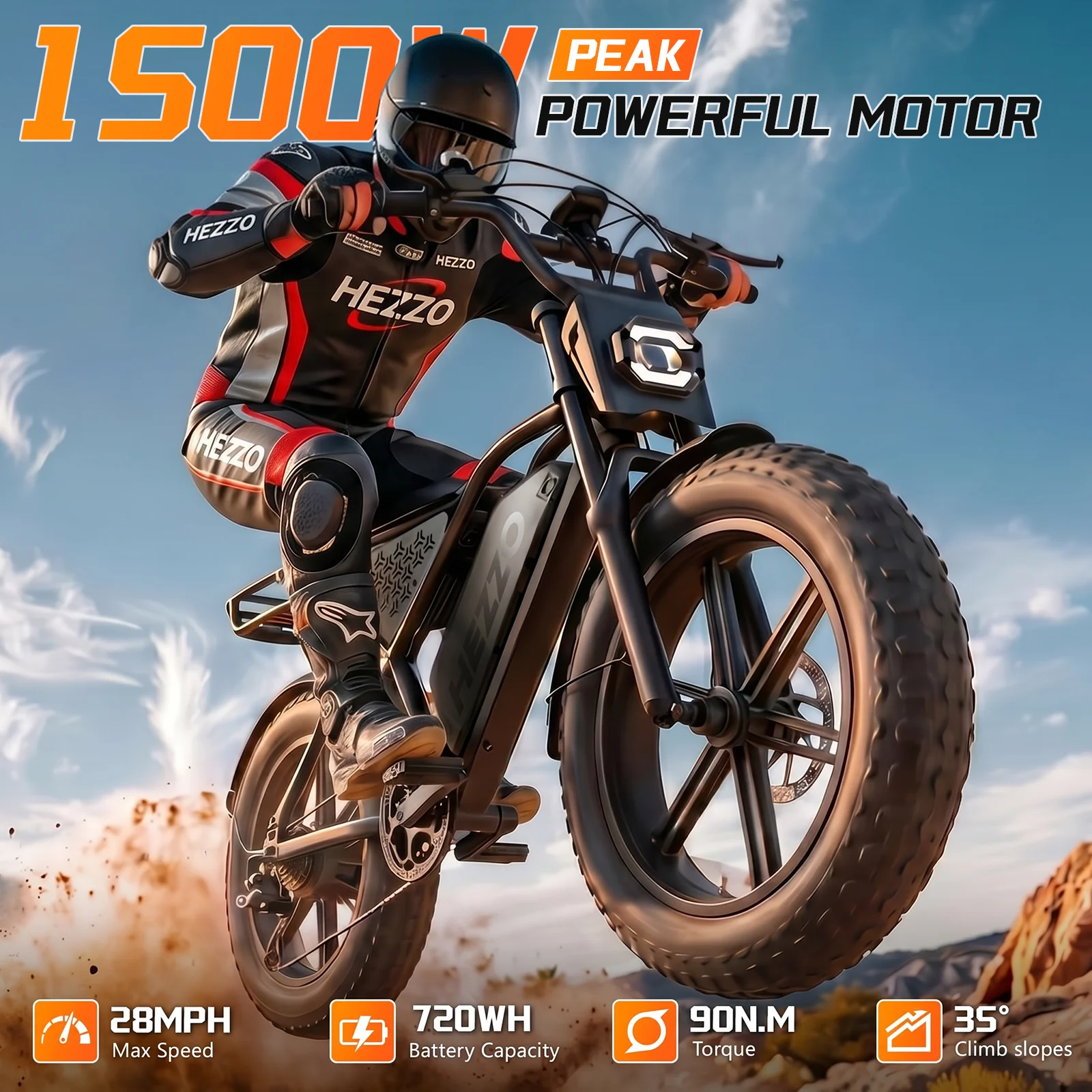 HEZZO K5 48V Electric Bicycle With 1500W Peak 20