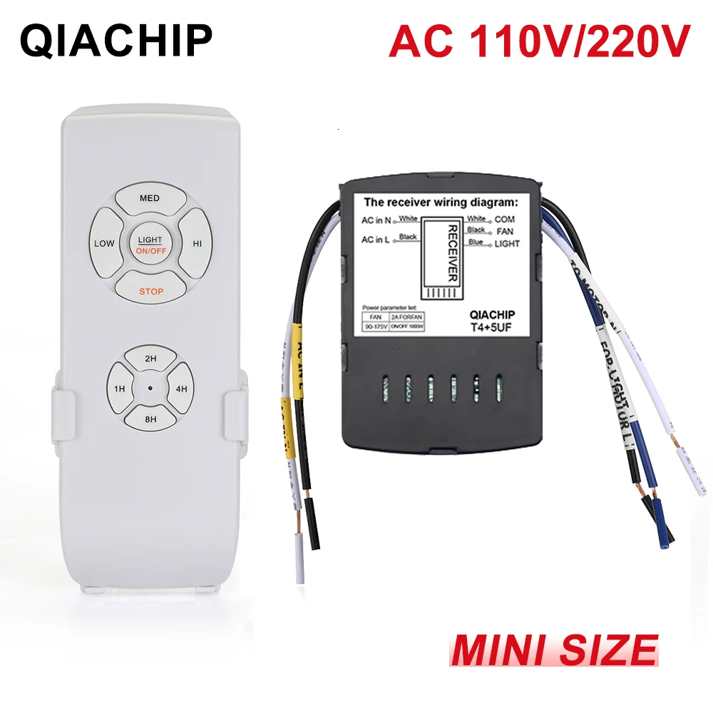 

Mini Ceiling Fan Lamp Remote Control Kit AC 110-240V Timing Control Switch Adjusted Wind Speed Transmitter Receiver