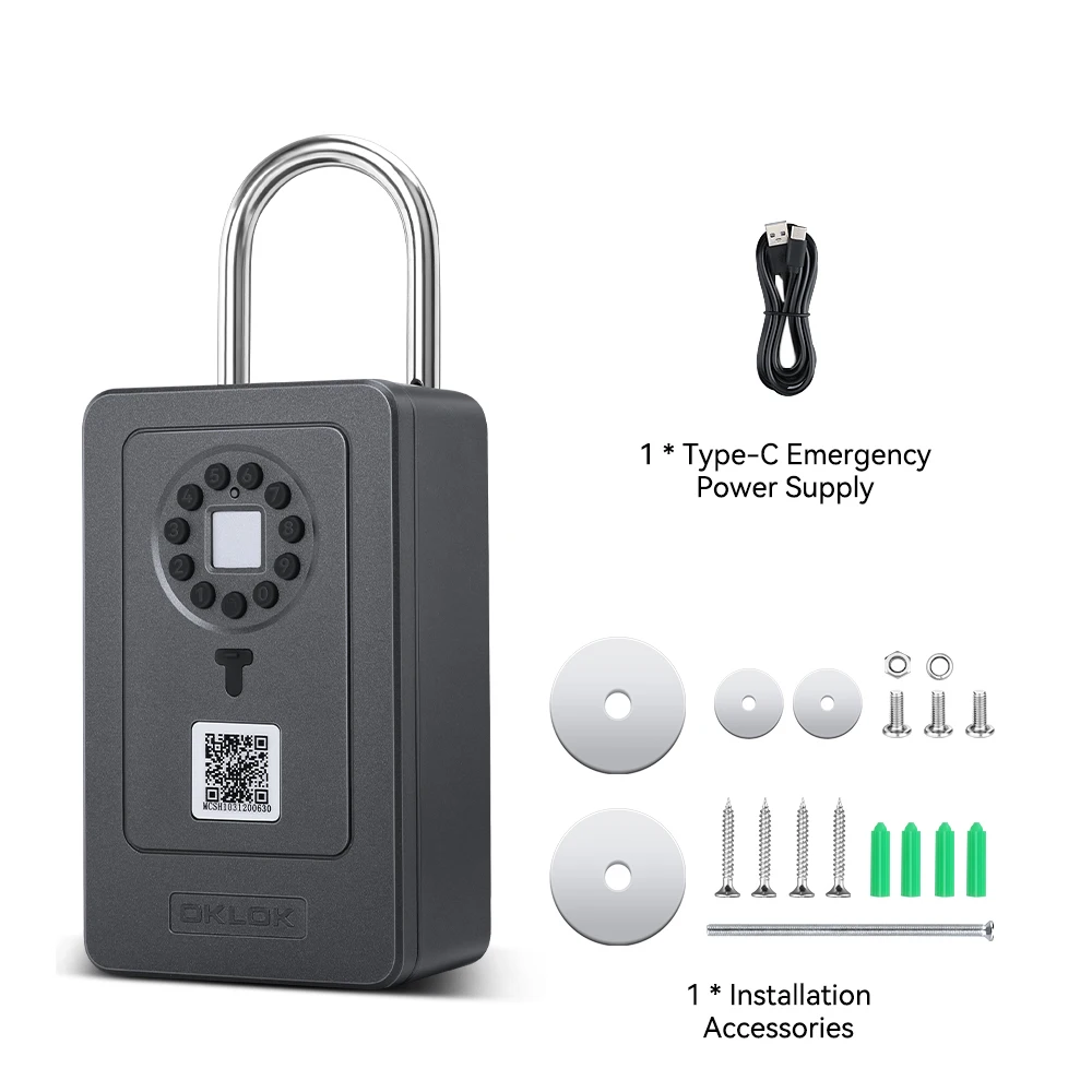 New Bluetooth Fingerprint Password Key Lock Box Waterproof Wall Mounted Door Hanging Safe Deposit Box Smart OKLOK Management