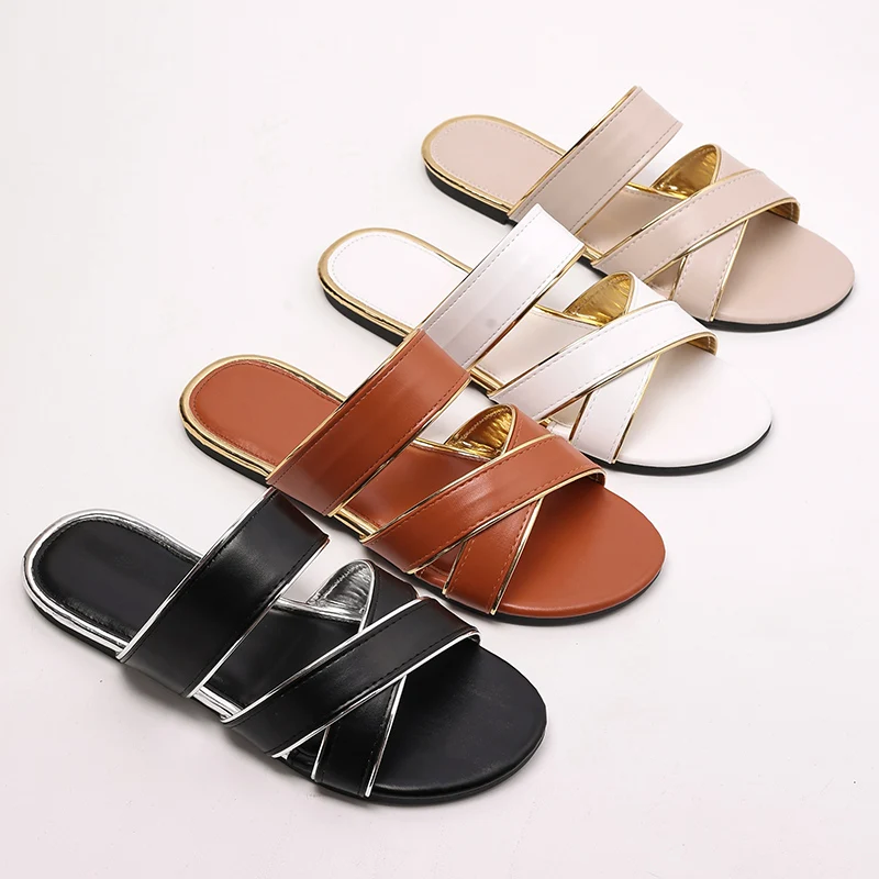 

Женские тапочки, модные классические дизайнерские тапочки, женские новые уличные туфли на плоской подошве, летние пляжные повседневные сандалии, женские шлепанцы