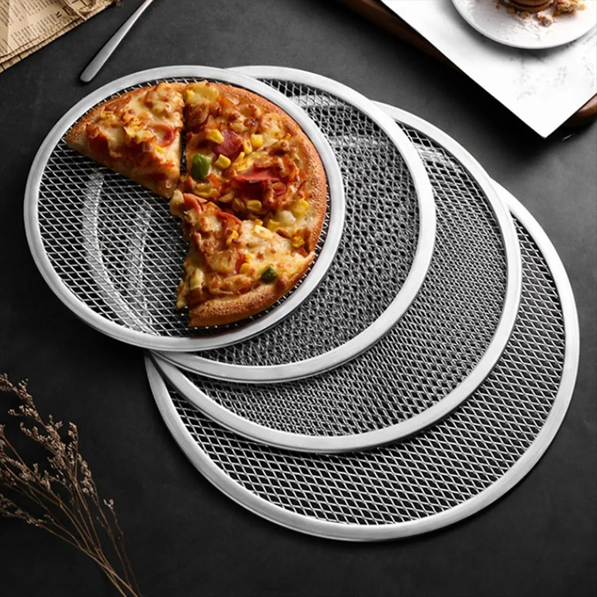 A013 11inch Aluminum Seamless Rim Pizza Baking Screen - Perfect Crisp, Enhanced Airflow