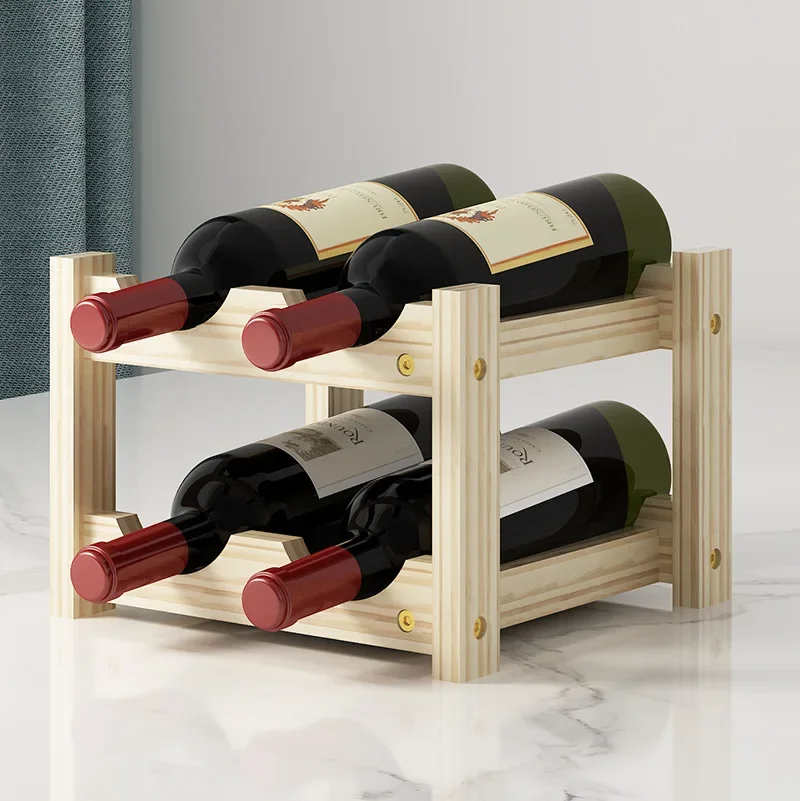 Solid Wood Wine Rack Cabinet Wine Storage Bottle Holder Stand Red Wine Shelf Wooden Bottle Household Wine Cabinet Display Rack