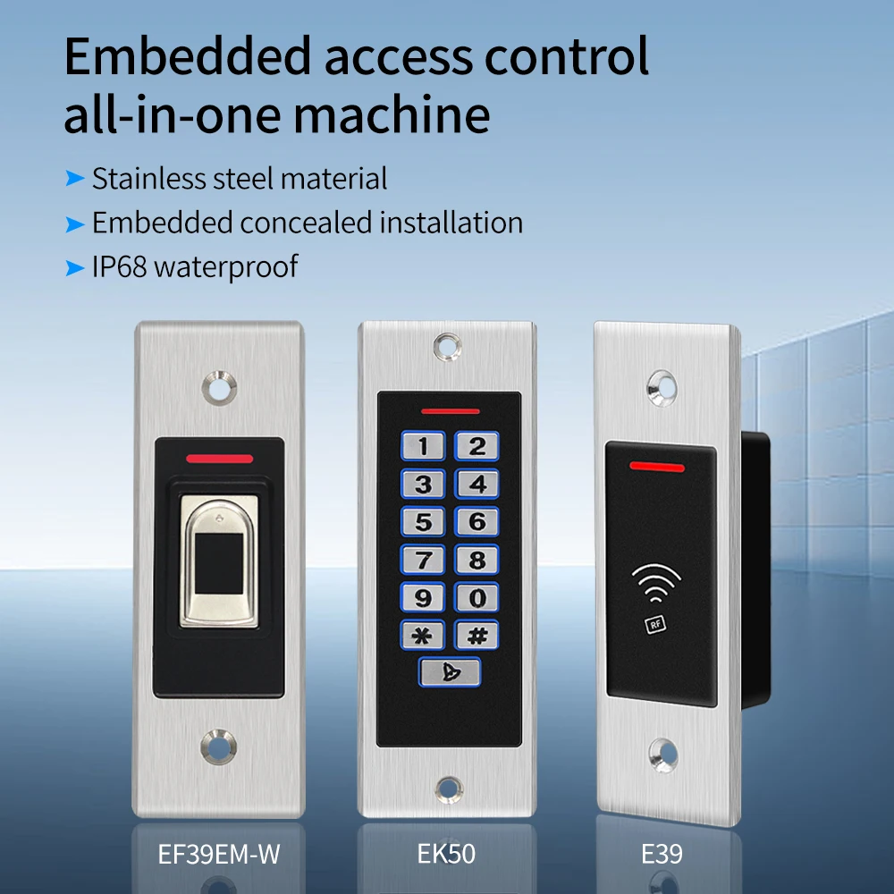 Imagem -02 - Embutido Design Exterior Autônomo Porta Fechaduras Fingerprint Access Control Systembiometric Fingerprint Card Reader Ip66