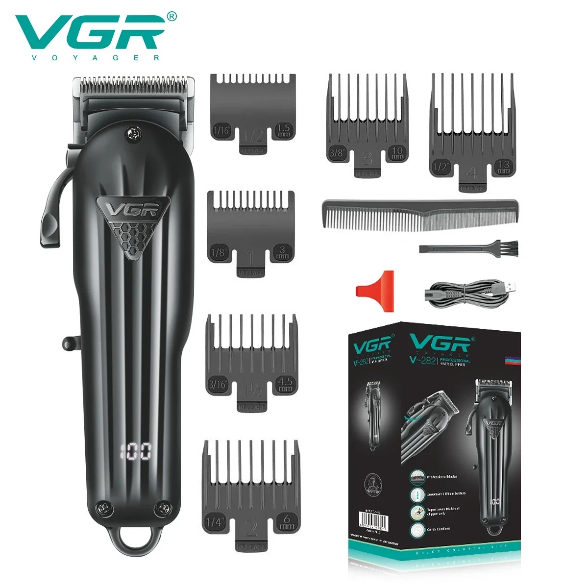 

VGR Hair Clipper Professional Hair Cutting Machine Hair Trimmer Adjustable Cordless Rechargeable V 282
