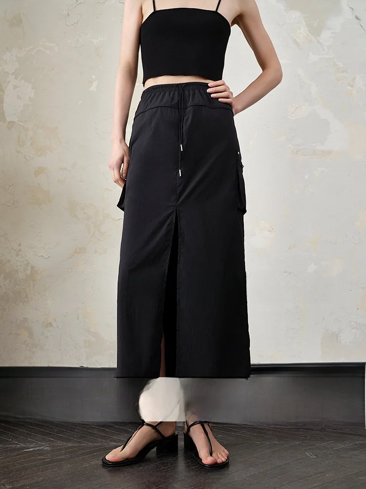 

COOBLOOM женский летний новый свободный длинный комплект из топа и юбки све, легкая дышащая солнцезащитная юбка-миди с высокой талией