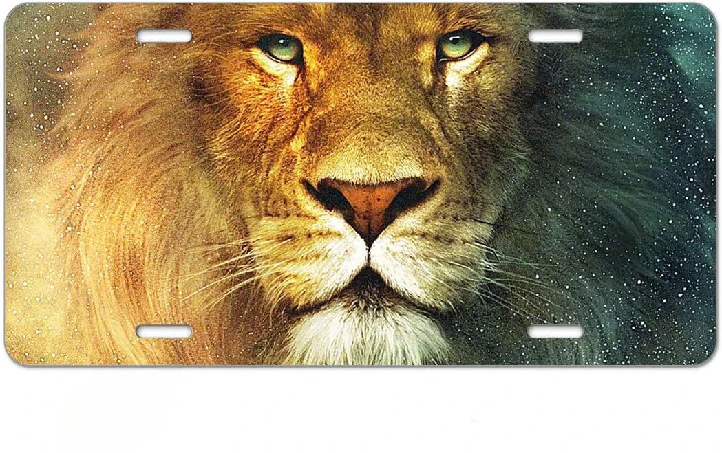 Golden Lion License Plate Aluminum Metal License Plate Car Tag Home Decoration for Women Girls Men Boys 6 Inch X 12 Inch