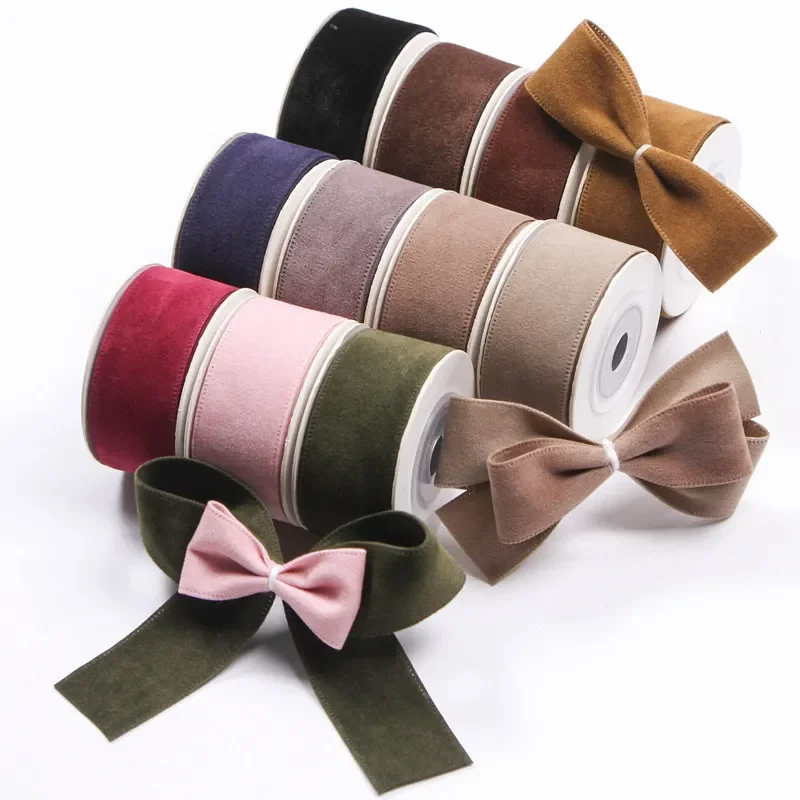 10 Yards/Roll Double Face Suede Blank Pressing Velvet Ribbon for DIY Bows Cap Crafts Clothing Accessories Gifts