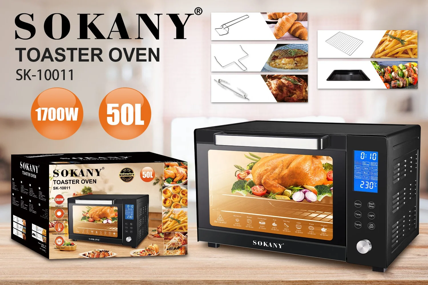 sokany New design oven 50 liter capacity intelligent oven  electric small household appliance oven