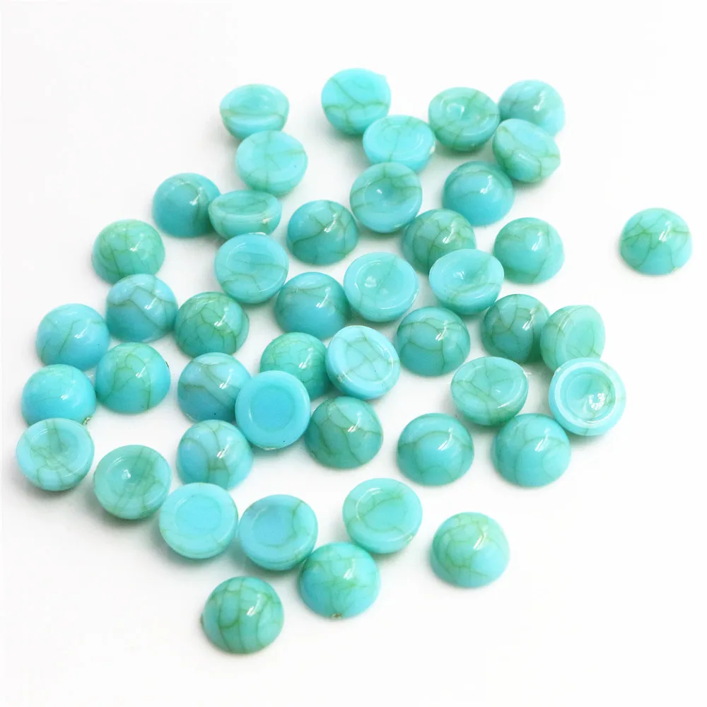 40pcs/lot 8mm 10mm turquoise blue Colors Natural Cracked Style Flat back Resin Cabochons For Bracelet Earrings accessories