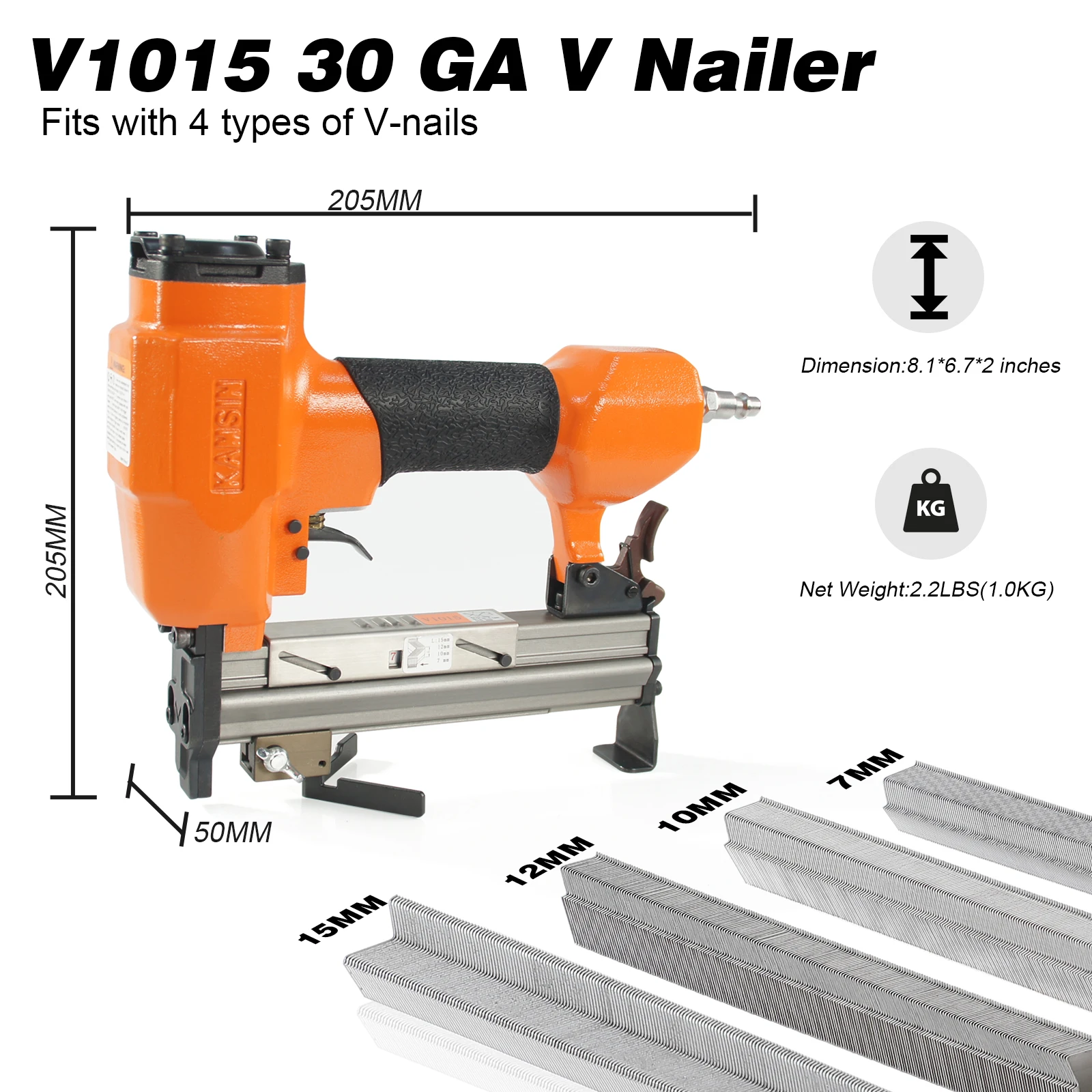 V1015 Pneumatic V NAILER Joining   , 30 Gauge, 7-15mm Leg Length, V Nails Framing Joiner, Picture Frame Nail