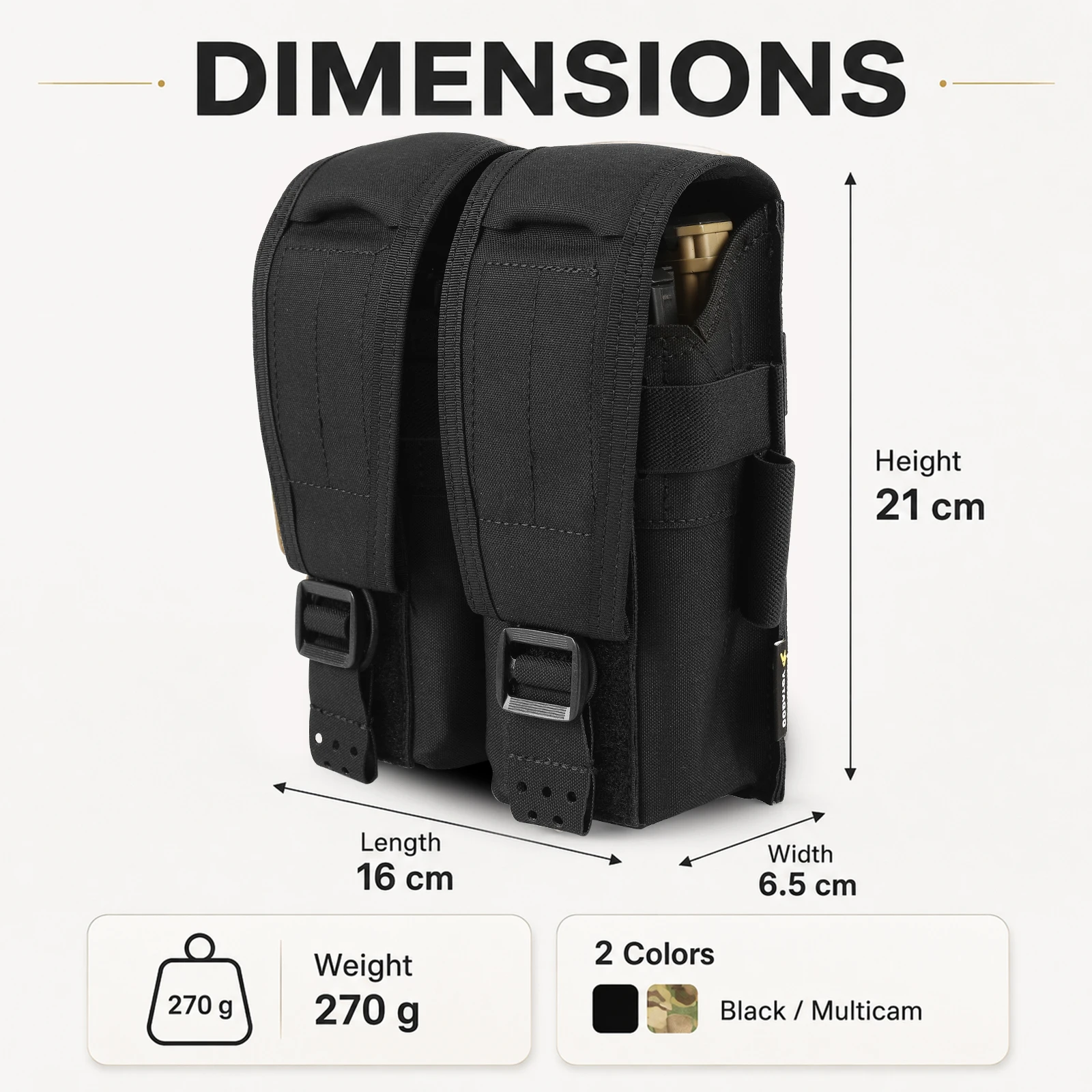 VOTAGOO AK Magazintasche Dual Molle Taktische Magazintasche für Outdoor Airsoft Jagd Schießweste Träger – Detail 5