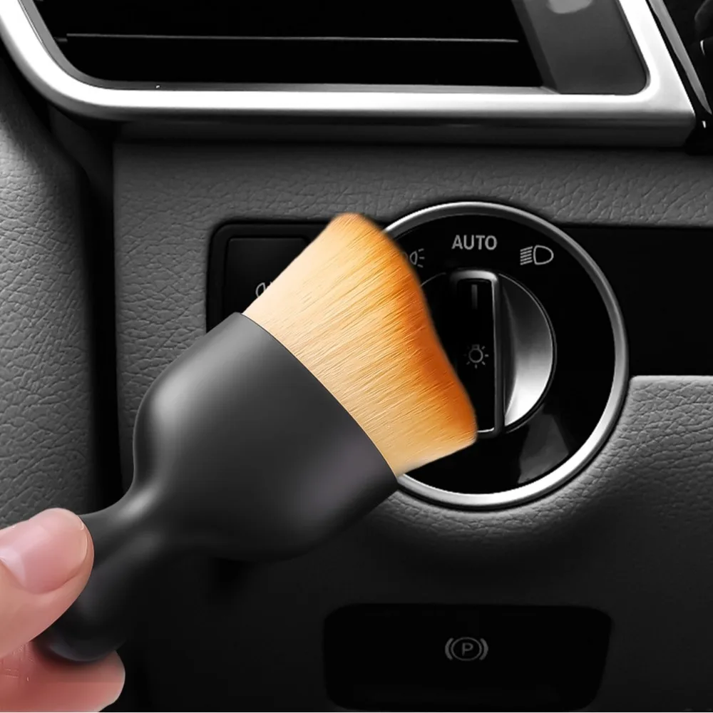 Car Interior Cleaning Brush Conditioner Air Outlet Soft Fur Clean Brushes with Shells Crevice Dust Removal Detailing Brush Tools