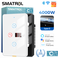 SMATRUL Tuya Smart Home Wireless Wifi Water Heater US Switch 20A Wall Touch with Screen Display TypeC Timing Voice remote switch