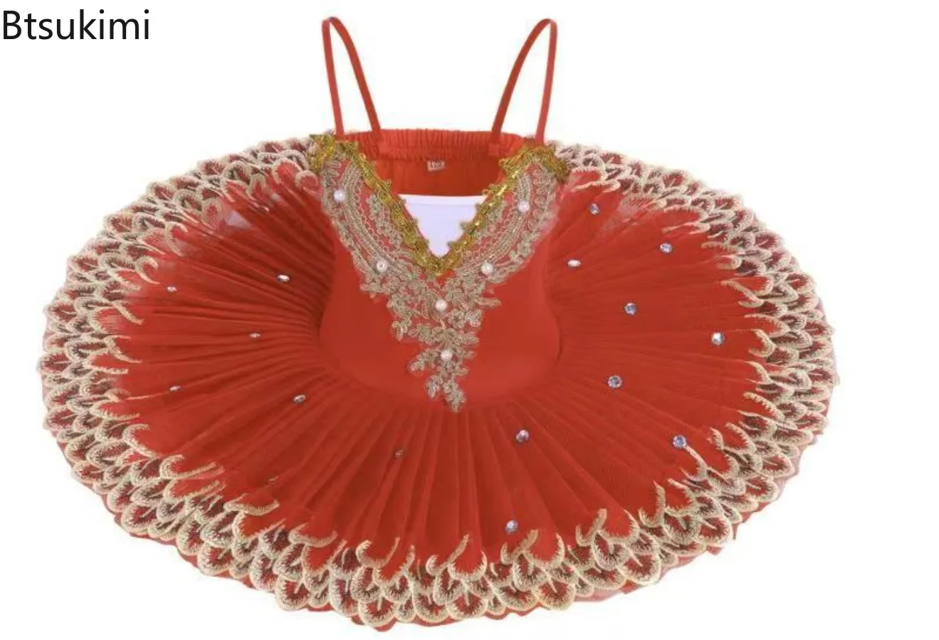 Red Professional Ballet Tutu Girls Ballet Dress Swan Lake Performance Costumes for Children Pancake Tutu Adult Women Dance Dress