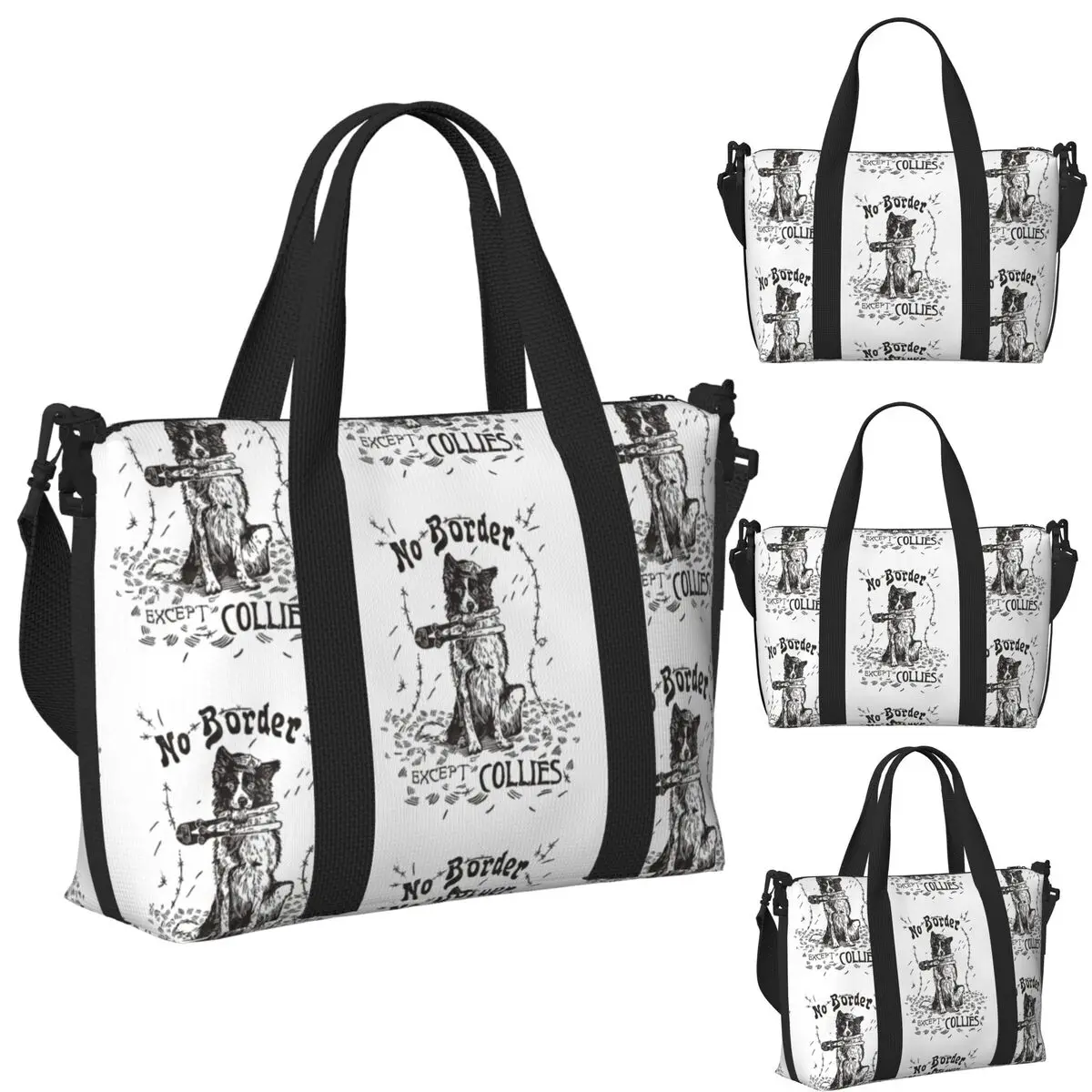 

No Border Except Collies Beach Travel Bag Large Capacity Tote Bags for Gym Sport Women Shopping Duffle Shoulder Bag