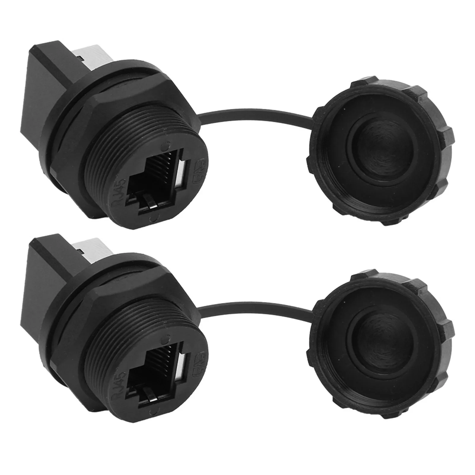 2 Pcs RJ45-180° RJ45 Connector Post Board Outdoor Waterproof RJ45 Adapter IP67