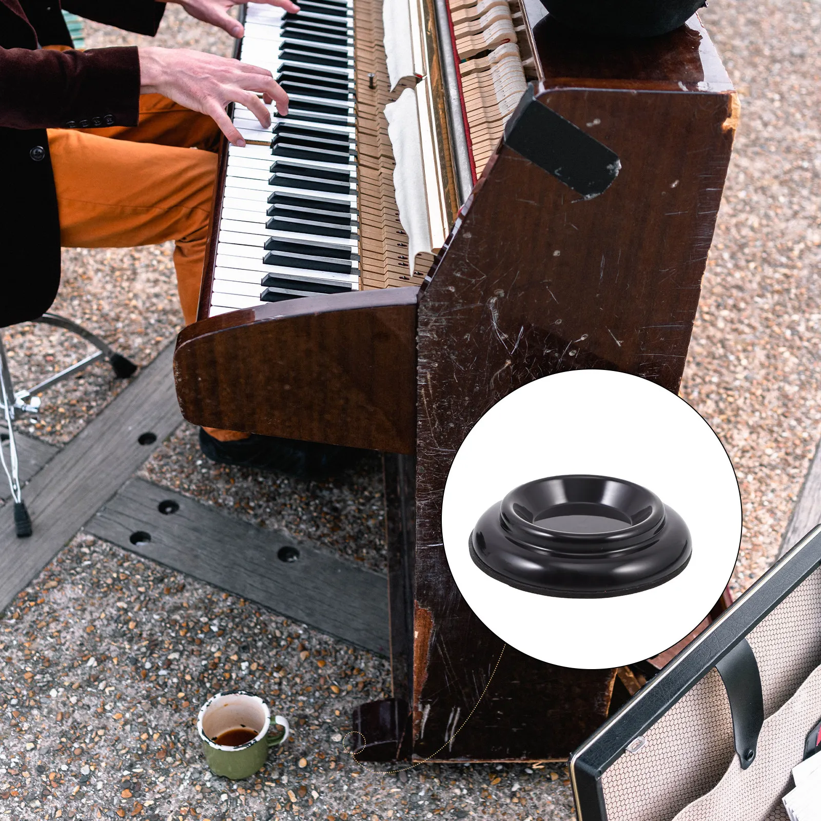 4Pcs Piano Floor Mats Non-Slip Sound Insulation Pads Thick Floor Protector Cushion for Piano Caster Chairs Sofa Table