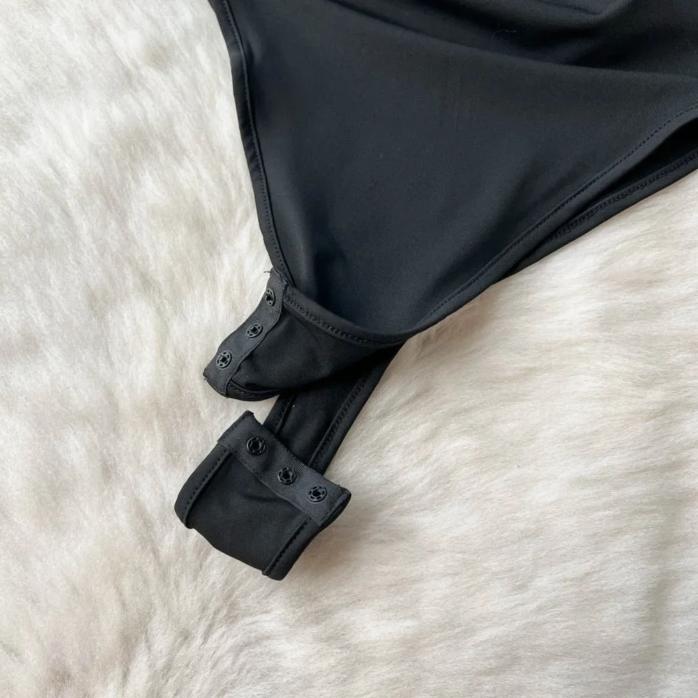 Hotsweet أنيقة الجوف خارج واحد الكتف شيك داخلية قطري الرقبة أعلى مثير الشارع الشهير شارع العليا الخريف الشتاء بذلة #4