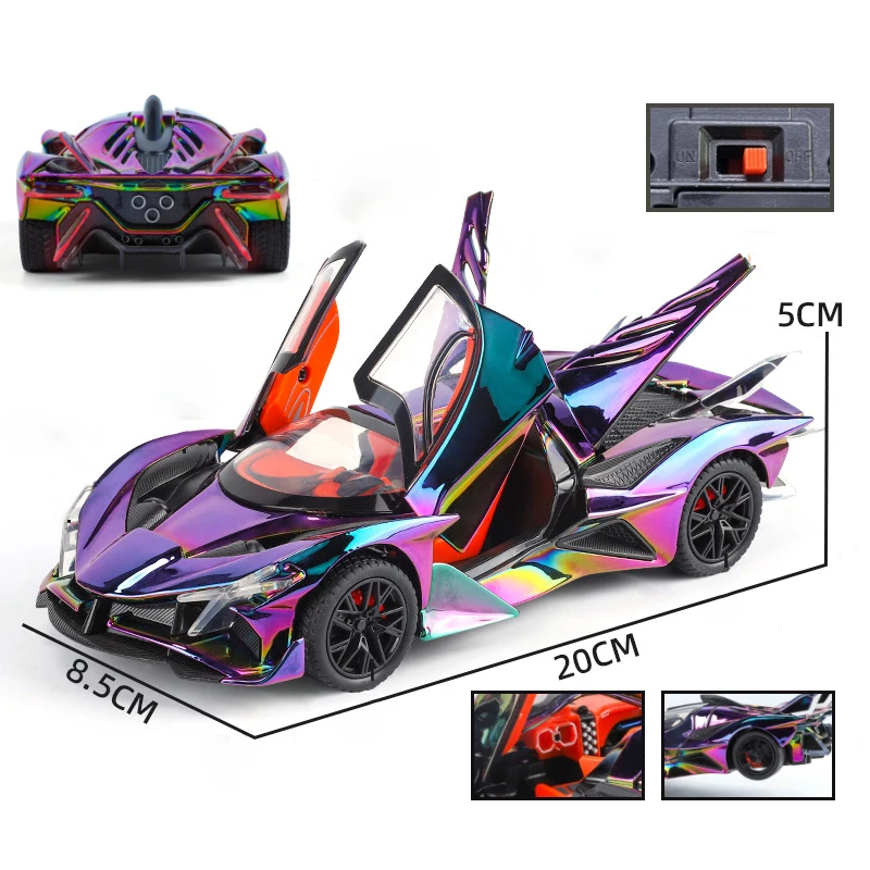 1:24 أبولو مشروع EVO سبيكة سيارة رياضية نموذج Diecasts المعادن مطلي سباق السيارات المركبات نموذج ضوء الصوت لعبة أطفال هدية #5