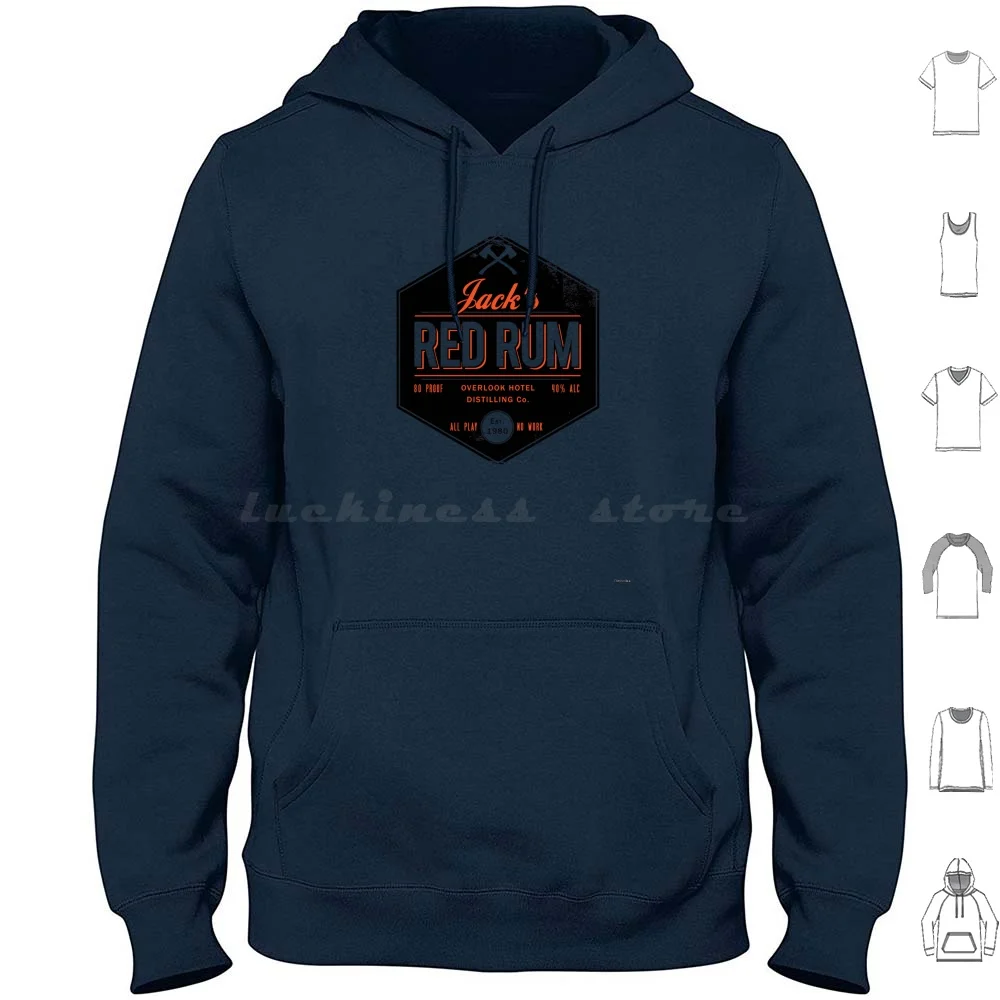 Sudaderas con capucha de Rum rojo de Jack, manga larga, bebidas de terror brillantes, película de los años 80, King Kubrick Rum Booze