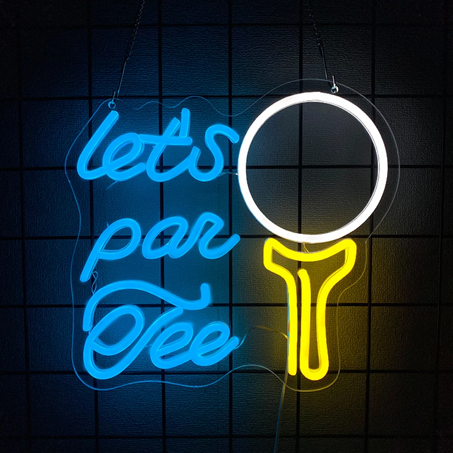 Let'S Par Tee Neon Sign, Suitable For Room, Party, Man Cave, Golf Club Luminous Sports Sign Wall Lamp, Gift For Man Golfers.