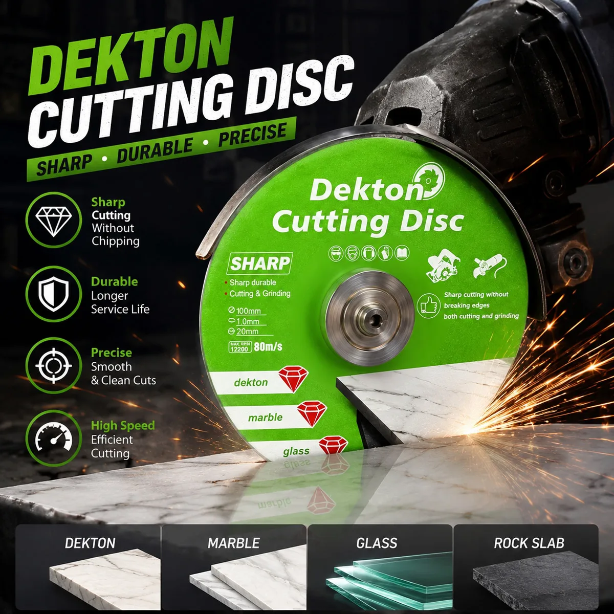 Diamond Cutting Disc 100/115/125mm, Thin Sharp Blade for Marble, Quartz, Granite, Slate, Jade, Ceramic Artificial Stone Cutting