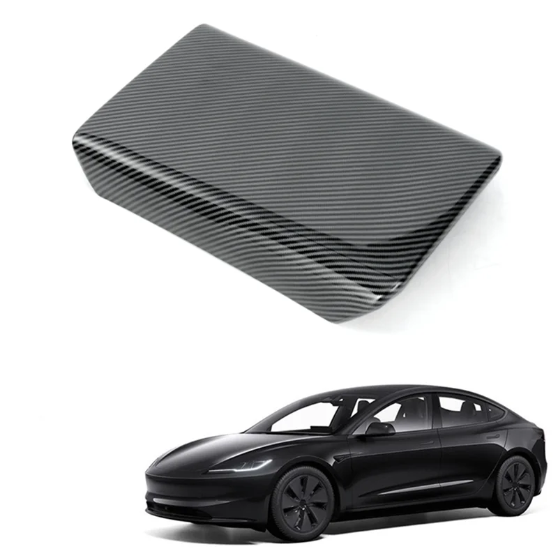 

A09E-Center Console Armrest Box Cover Interior Accessories Protective For Tesla Model 3 Highland 2024 ABS Carbon Fiber