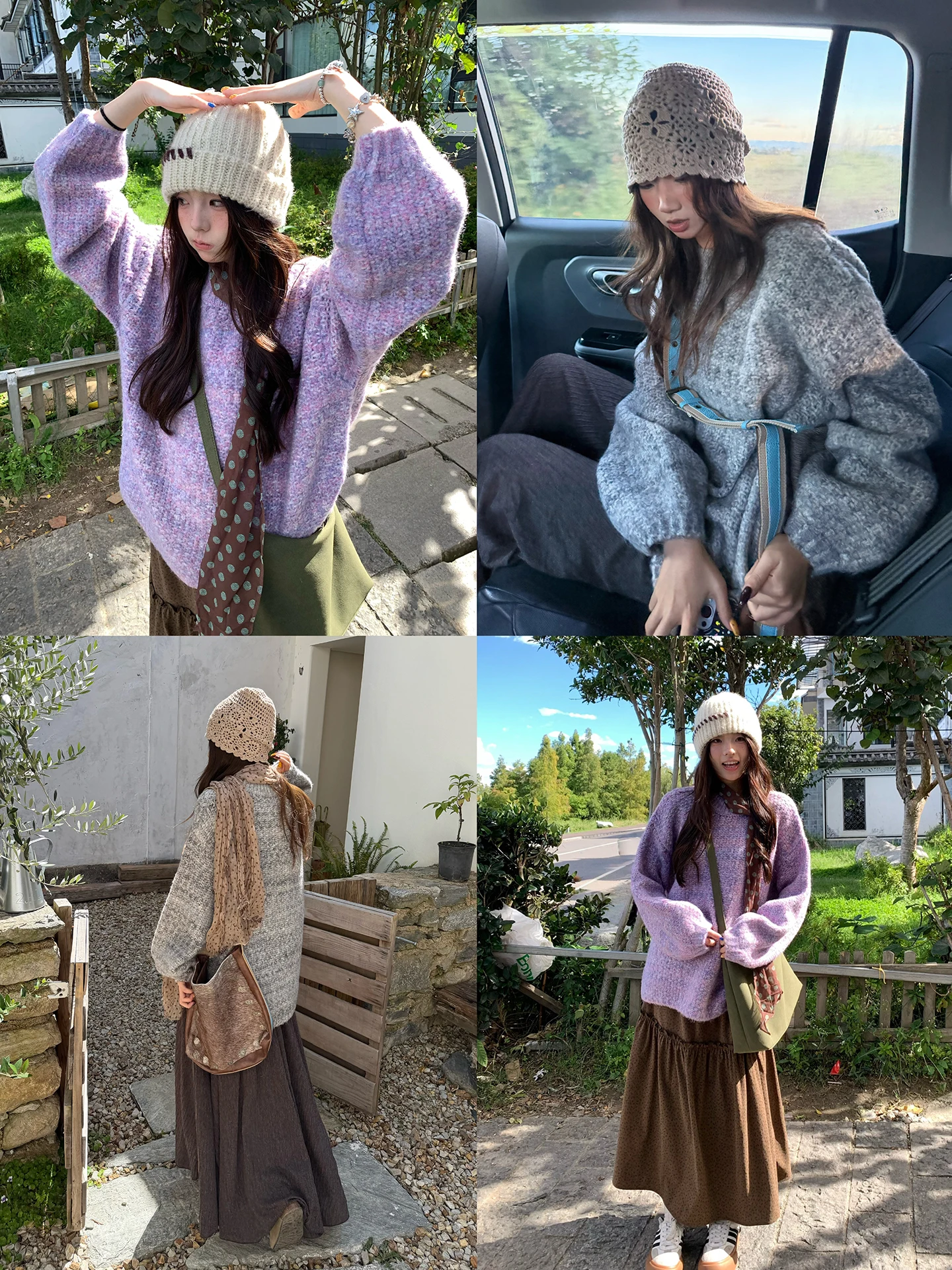 

Soft Chunky Knit Sweater Women's Loose Fit Autumn Winter New Sle Floral Tead Design Comfortable Lazy Sle Knitted Top