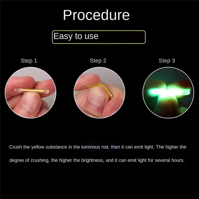 100PCS Fishing Float Light Stick Fluorescent Lightstick LED Fluorescent Dark Glow Sticks Fishing Float Accessories 2.2mm