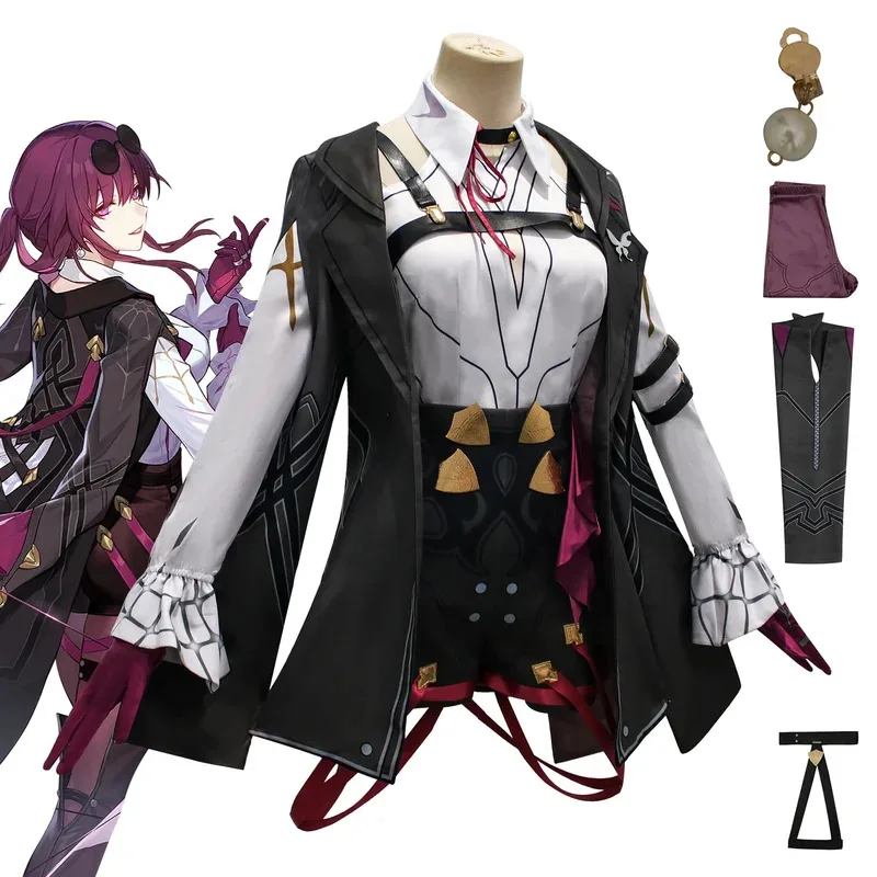 스타 레일 혼카이 코스프레 의상 헬로윈 파티 정장 가발 포함 Kafka 의상 유니폼v;2,r'6;t.