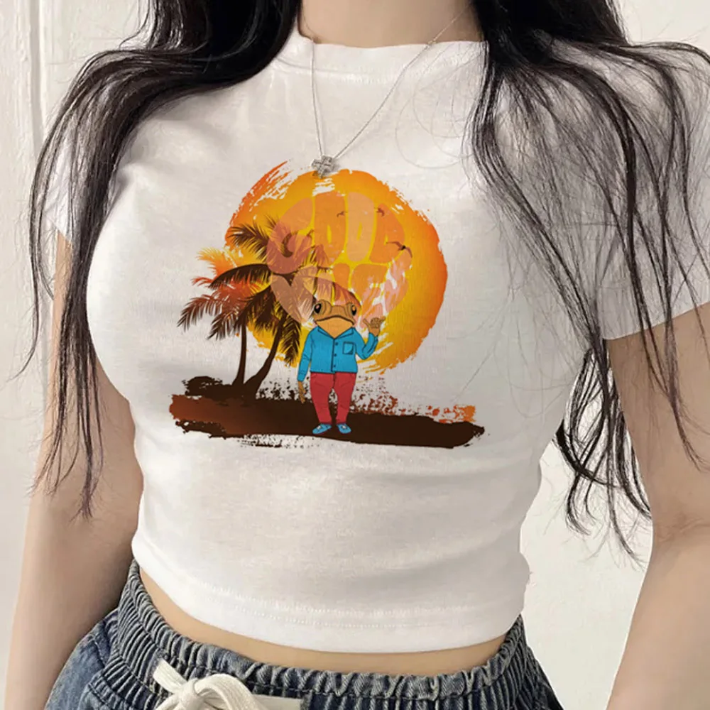 Bad Bunny crop top female streetwear vintage scene  grunge japanese t shirt funny alternative  cutecore