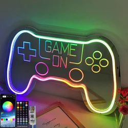 APP Bluetooth RGBIC Gamepad Neon Sign for Gamer Room Wall Home Decoration Custom Acrylic Board RGB LED Mirror Night Light