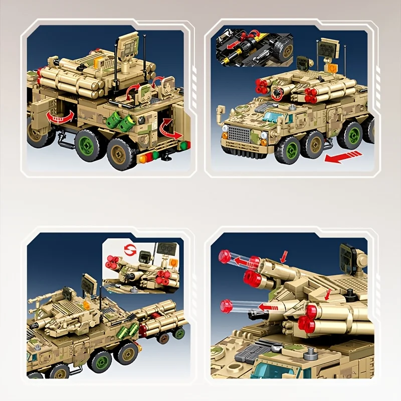 765 قطعة مكعبات بناء مركبات المدفعية المضادة للطائرات ، سلسلة عسكرية سيارة تجميع نموذج الطوب ، ألعاب الأطفال