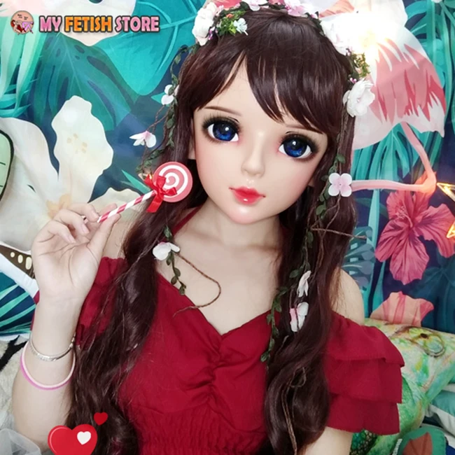 (Shi-07) mujer dulce chica resina media cabeza Kigurumi BJD ojos Crossdress Cosplay Anime japonés papel máscara de Lolita con ojos y peluca