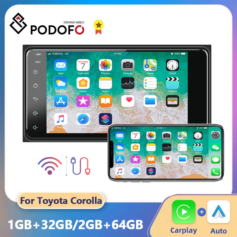 

Podofo 2din 64G Car Radio 7" Touch screen Multimedia Autoradio BT MirrorLink For Toyota Corolla Auto Steao 2din car radio