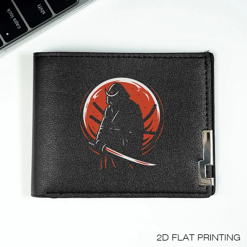 Portafoglio in pelle PU Samurai Warrior Design Portafoglio compatto da uomo leggero e durevole in stile business minimalista con opere d'arte audace