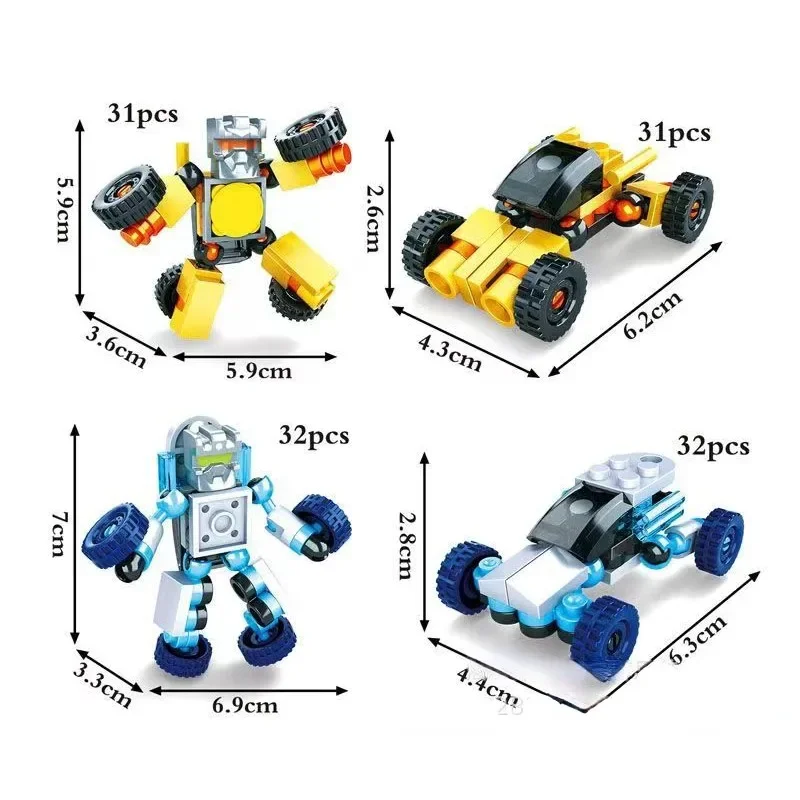 Automobile Deformation Mecha Assembly Robot Deformation Battle Armor Small Particle Puzzle Block Children DIY Toy Gift