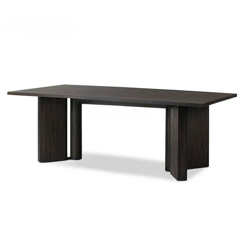 

Solid wood dining table black oak French Italian cloud rectangle medieval special-shaped wabi sabi