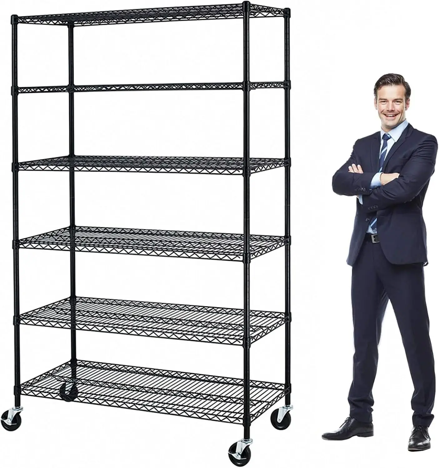 

6000Lbs Capacity Heavy Duty Storage Shelves Commercial Wire Shelving Unit and Storage Adjustable NSF 6 Tier Metal Rack Shelf