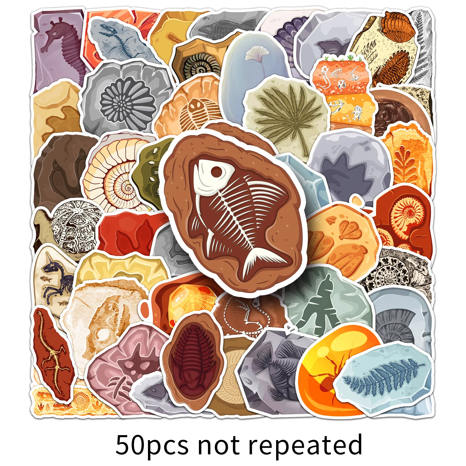 10/50PCS Ammonite Fossil Three-leaf Stone Graffiti Decorative Water Cup Guitar Laptop Waterproof Sticker Kids Toy