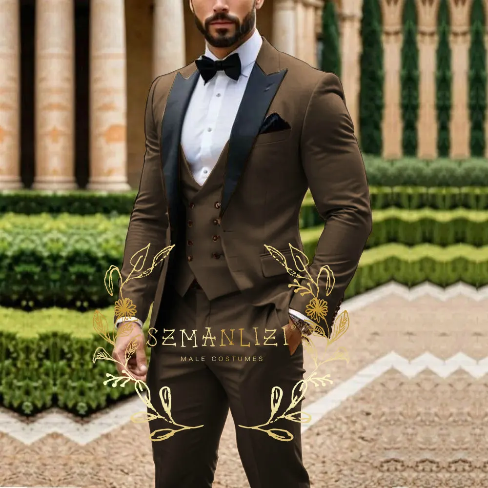 Latest Design Light Green Men Suit Business Formal Groom Groomsman Wedding Party Prom Male Tuxedos 3 Piece Blazer Vest Pants