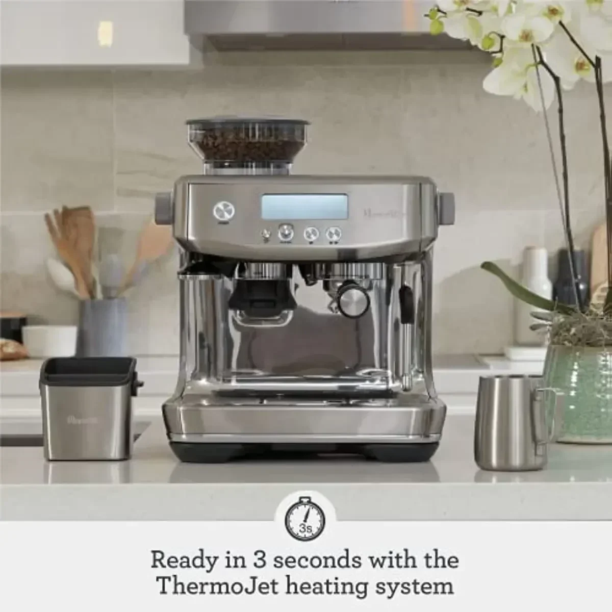 Original Breville Barista Pro Espresso Machine 9bar 2 Liters Brushed Stainless Steel BES878BSS 250g Ground Beans