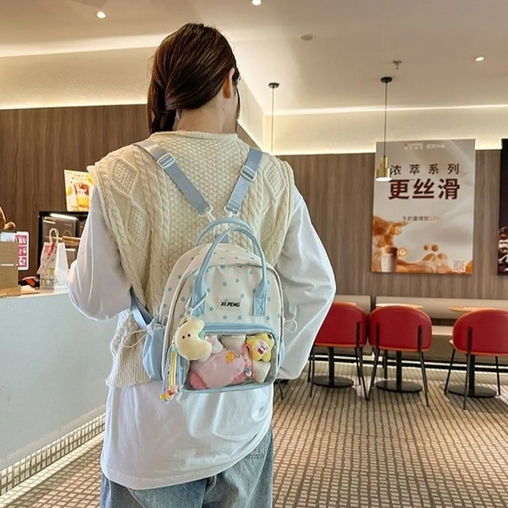 

Нейлоновые прозрачные рюкзаки Itabag со звездным принтом двойного назначения, прозрачные карманные рюкзаки, сумка через плечо, японские рюкзаки Y2k для детей