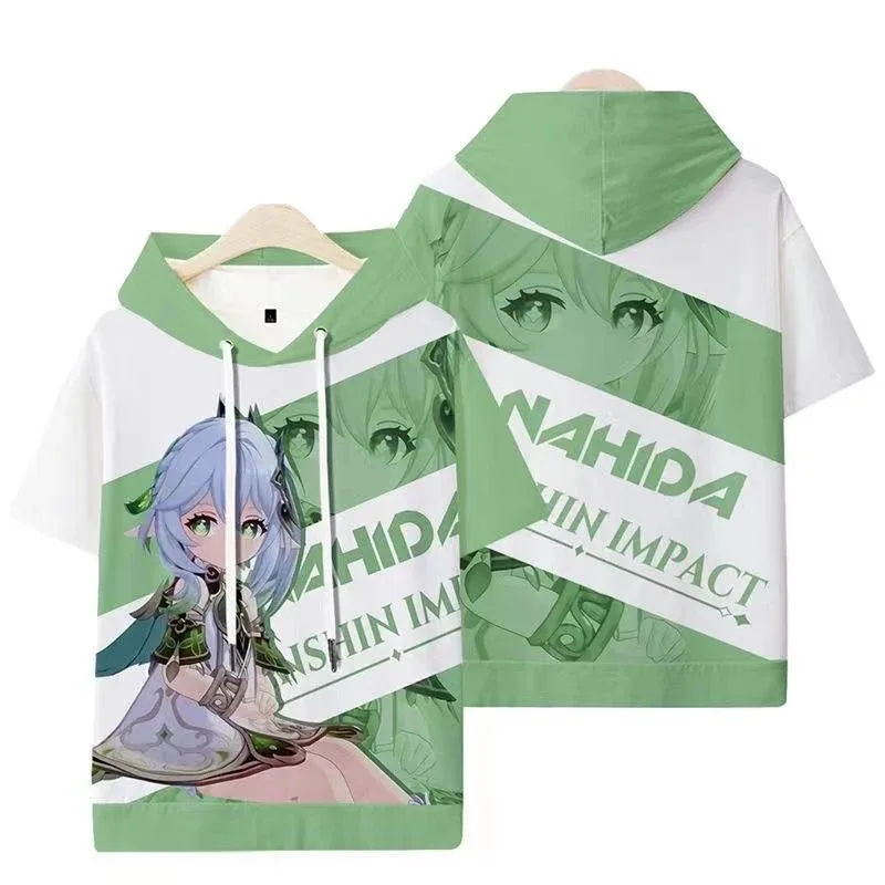

Genshin Impact Nahida Косплей Костюм Кимоно Кардиган Футболка Шорты Хаори Оби Одежда Топы Брюки с короткими рукавами Уличная одежда