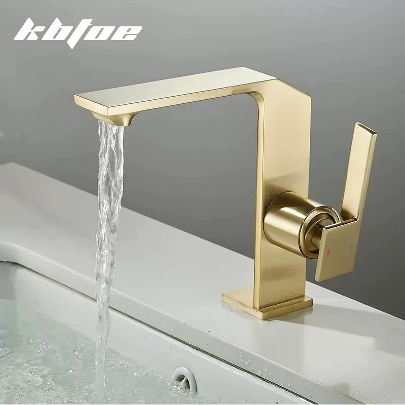 

Luxury Brass Basin Faucet Mixer Tap Bathroom Hot and Cold Deck Mounted Vessel Sink Tap Toilet Wash Crane torneira Modern Design